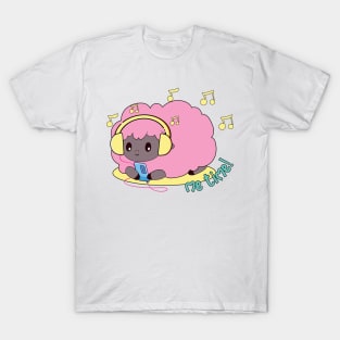 Cute pink sheep listening to music T-Shirt